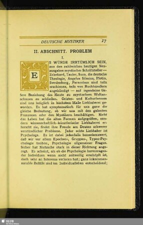 II. Abschnitt. Problem