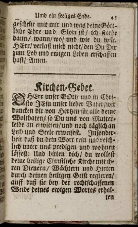 Kirchen-Gebet. - Vesper-Gebet.