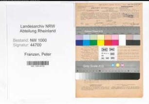 Entnazifizierung Peter Franzen, geb. 26.12.1902 (Postbeamter)
