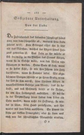 Sechzehnte Unterhaltung. Von der Liebe