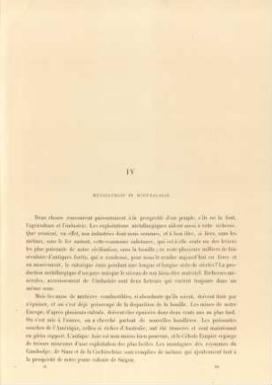 IV. Métallurgie et minéralogie