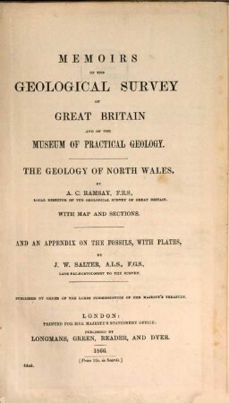 Memoirs of the Geological Survey of Great Britain, and of the Museum of Practical Geology in London. 3. 1866
