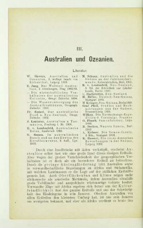 III. Australien und Ozeanien
