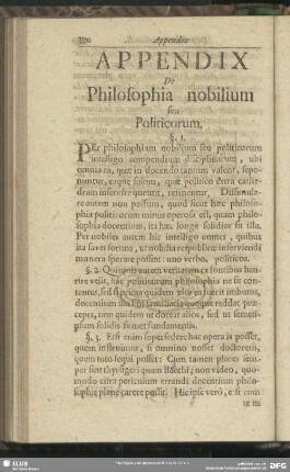 Appendix De Philosophia nobilium seu Politicorum