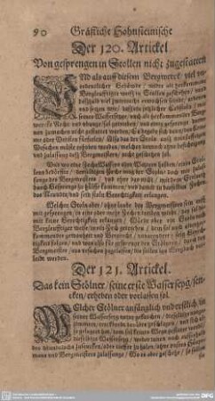 Der 120. Artickel. Von gesprengen in Stollen nicht zugestatten.