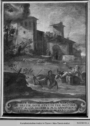 Gedenkbilder zu Wundern des Gnadenbildes : Das Bild der Annunziata rettet den Flusssandgräber Giuseppe