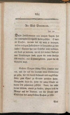 An Miß Beaumont. Jan. 20.
