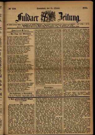 Ausgabe vom Samstag, den 31. Oktober 1885.