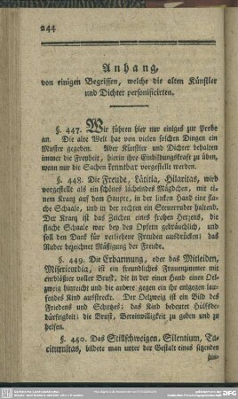 Anhang von einigen Begriffen, welche die alten Künstler und Dichert personificirten