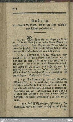 Anhang von einigen Begriffen, welche die alten Künstler und Dichert personificirten
