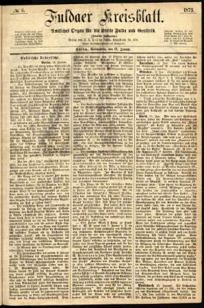 Ausgabe vom Samstag, den 18. Januar 1873.