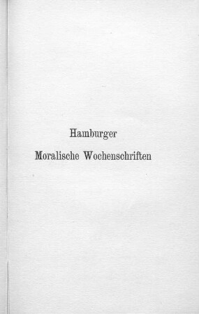 Hamburger Moralische Wochenschriften