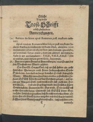 Etliche bey dieser Trost-Schrifft nöthig befundenen Anmerckungen.