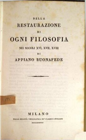 Della restaurazione di ogni filosofia