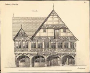 Rathaus, Schwalenberg: Aufriss Vorderansicht 1:50