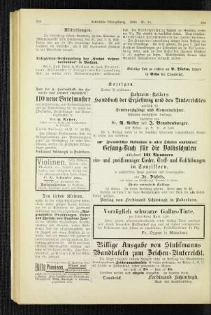 Mitteilungen : [die diesjährige Lehrer-Konferenz]