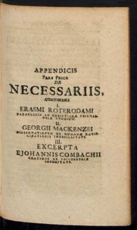 Appendix de Necessariis & Supervacuis