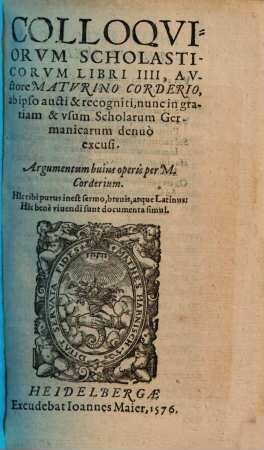 Colloquiorum scholasticorum libri IIII.