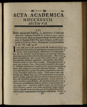Sectio VII. [D. XXXI. Julii.]