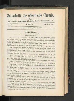 Heft V. 15. März 1910. Jahrgang XVI.
