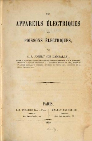 Des appareils électriques des poissons électriques