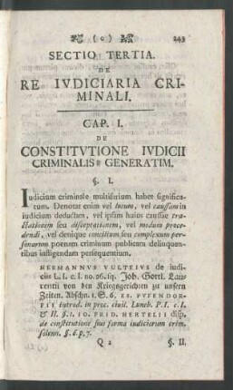 Sectio Tertia. De Re Iudiciaria Criminali