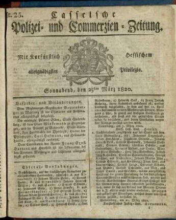Nr. 25, Sonnabend, den 25sten Maerz 1820