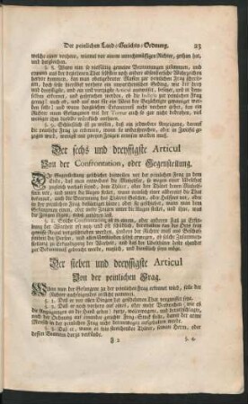 Der sechs und dreyssigste Articul Von der Confrontation, oder Gegenstellung.