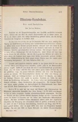 Missions-Rundschau. Ost- und Nordafrika