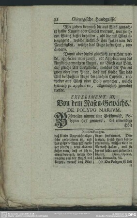 Experiment. XI. Von dem Nasen-Gewächs