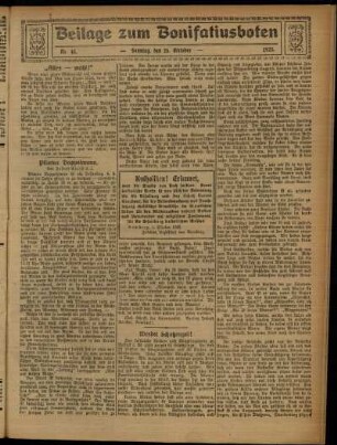Zweite Ausgabe vom Sonntag, den 25. Oktober 1925.