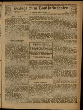 Zweite Ausgabe vom Sonntag, den 25. Oktober 1925.