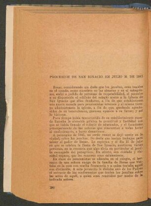 Procesión de San Ignacio en julio 31 de 1841