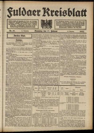 Zweite Ausgabe vom Samstag, den 17. Februar 1912.