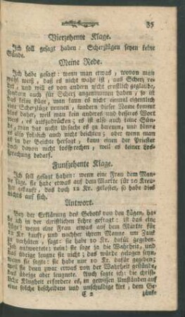 Vierzehente Klage. Ich soll gesagt haben: Scherzlügen seyen keine Sünde