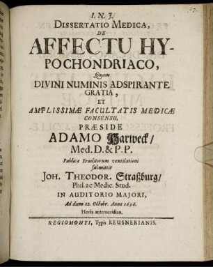 Dissertatio Medica, De Affectu Hypochondriaco