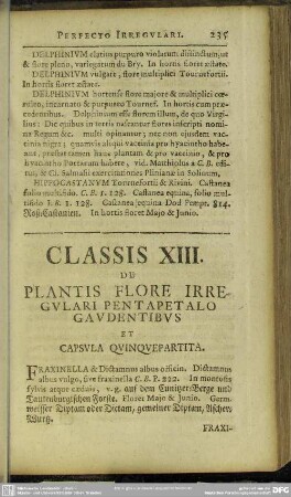 Classis XIII. De Plantis Flore Irregulari Pentapetalo Gaudentibus