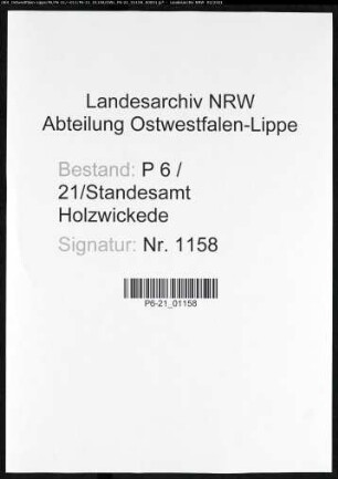 Sterberegister Standesamt Holzwickede