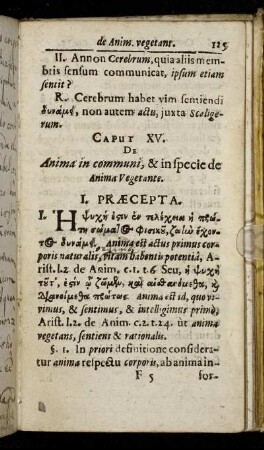 Caput XV. De Anima in communi, & in specie de Anima Vegetante.