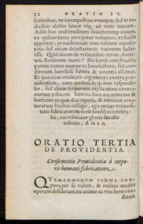 Oratio Tertia De Providentia.