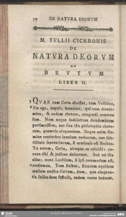 De Natura Deorum Ad Brutum Liber II