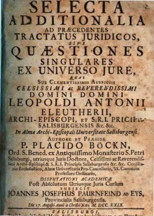 Selecta Additionalia Ad Praecedentes Tractatus Juridicos Sive Quaestiones Singulares Ex Universo Jure