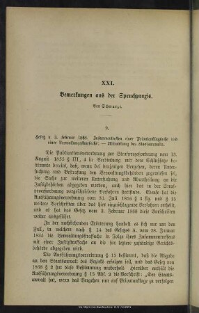 XXI. Bemerkungen aus der Spruchpraxis