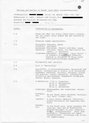Fragebogenantworten zu Ernährungsgewohnheiten