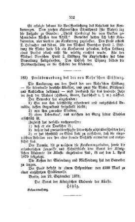Preisbewerbung bei der von Rohr`schen Stiftung : [II. Universitäten, etc.]