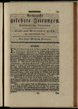 Sechs und Vierzigstes Stück, den 15ten November 1794.