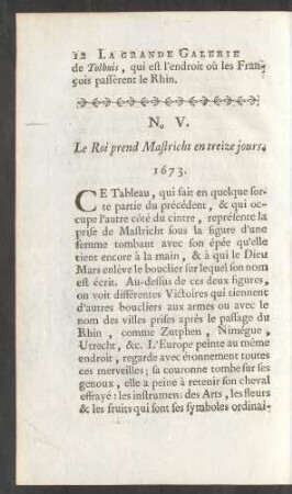 No. V. Le Roi prend Mastricht en treize jours. 1673.