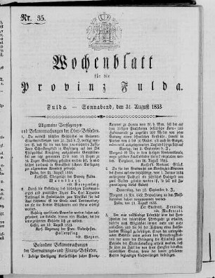 Nr. 35, Ausgabe vom 31. August 1833