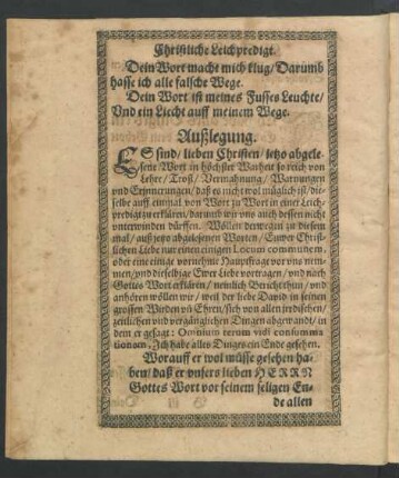 Außlegung.