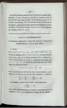 Sur la décomposition.